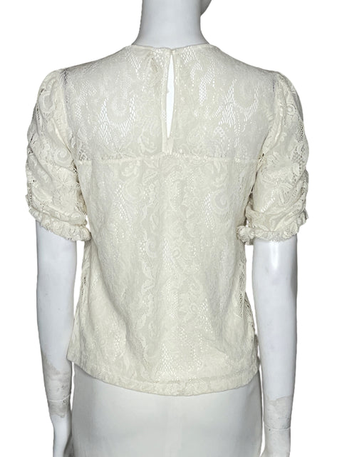 Blusa Anthropologie Encaje Blanco-Talla XS
