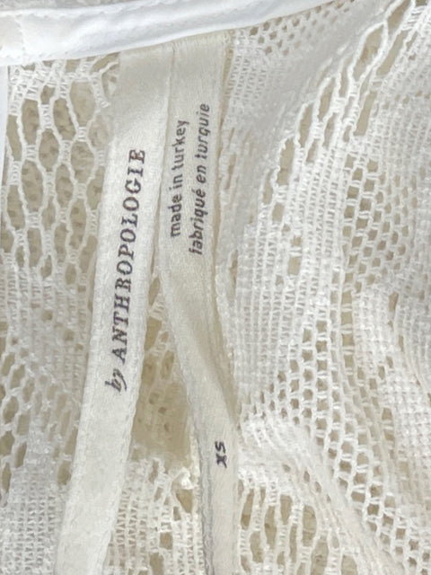 Blusa Anthropologie Encaje Blanco-Talla XS