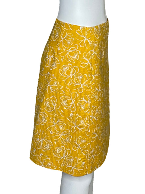 Falda Ann Taylor Floral Amarillo-Talla 12