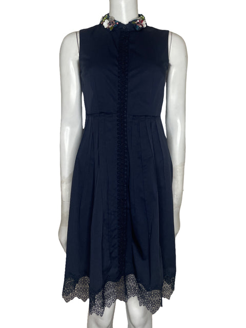 Vestido Elie Tahari Encaje Azul - Talla XS