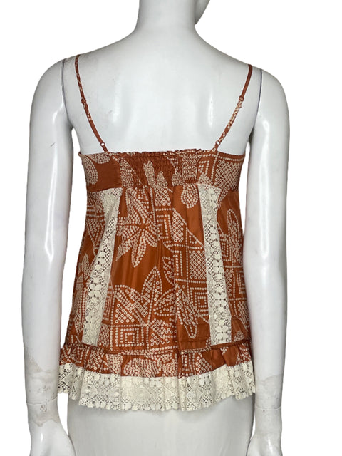Blusa BCBG Tiras Puntos Marron - Talla XS