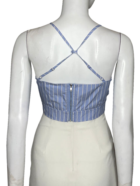 Top Moon River Crop Rayas Azul-Talla L