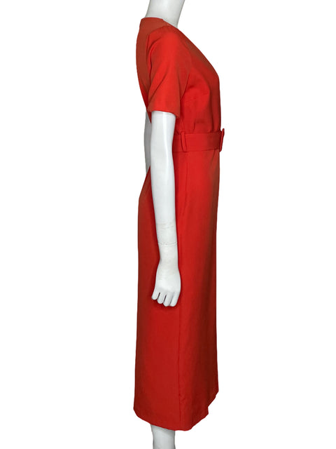 Vestido Zara Midi Escote V Naranja-Talla XS