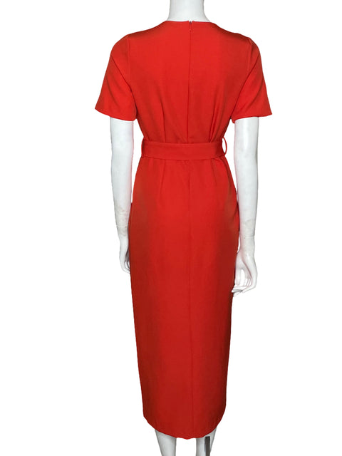 Vestido Zara Midi Escote V Naranja-Talla XS