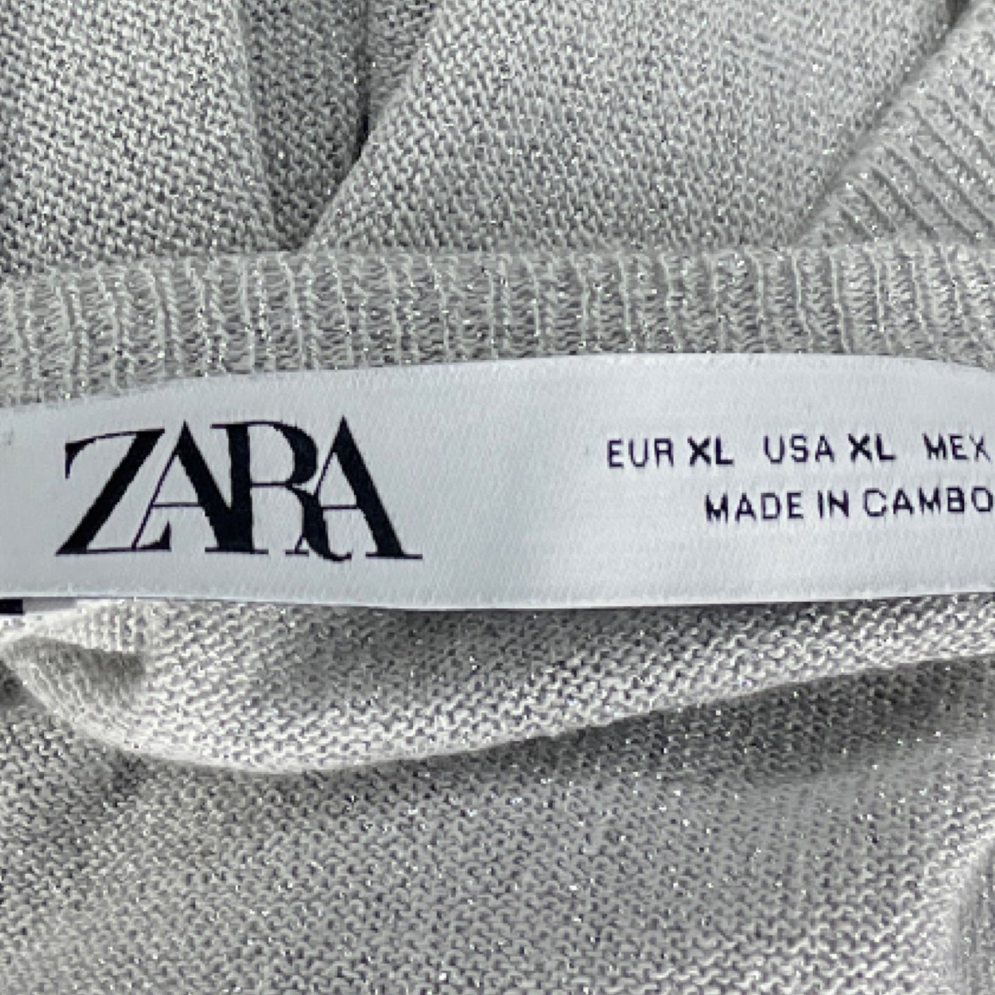 Sweater Zara Metalizado Plateado-Talla XL