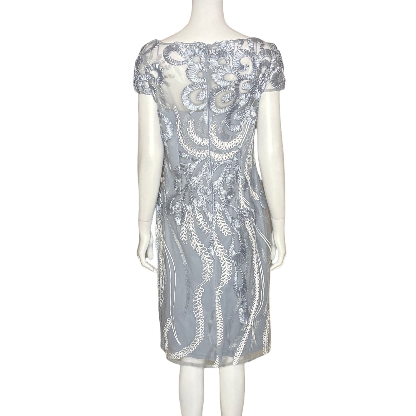 Vestido Adriana Papell Encaje Gris-Talla 10