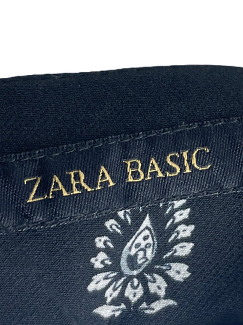 Short Zara Boton Cinturon Negro-Talla XS