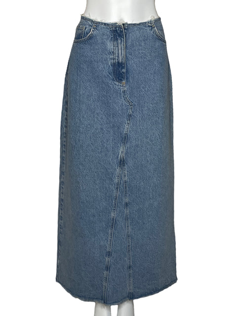 Falda MNG Larga Desgarrada Azul-Talla L