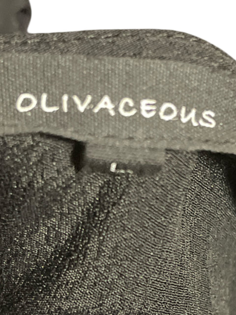 Top Olivaceous Fleco Tiras Negro-Talla L