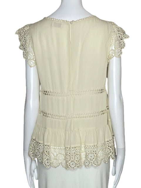 Blusa Red Valentino Vuelo Encaje Beige-Talla M