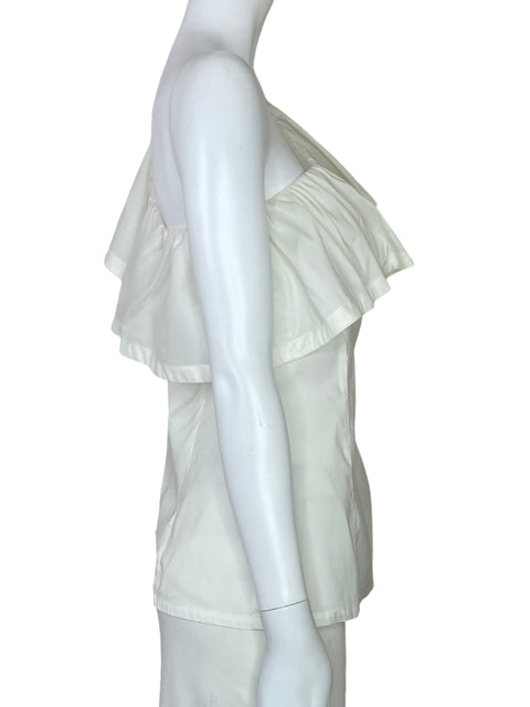 Blusa Trina Turk One Shoulder Vuelo Blanco-Talla 4