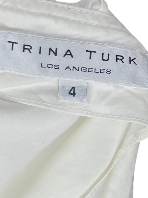Blusa Trina Turk One Shoulder Vuelo Blanco-Talla 4