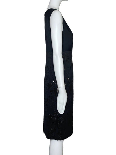 Vestido Elie Tahari Metalizado Pliegues Negro-Talla M