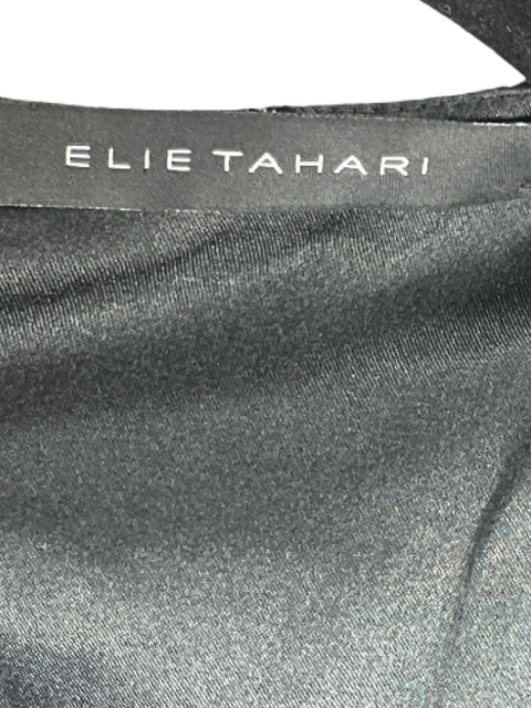 Vestido Elie Tahari Metalizado Pliegues Negro-Talla M