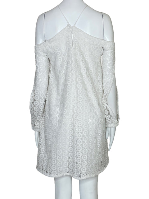Vestido Bar III Troquelado Mangas Blanco-Talla L