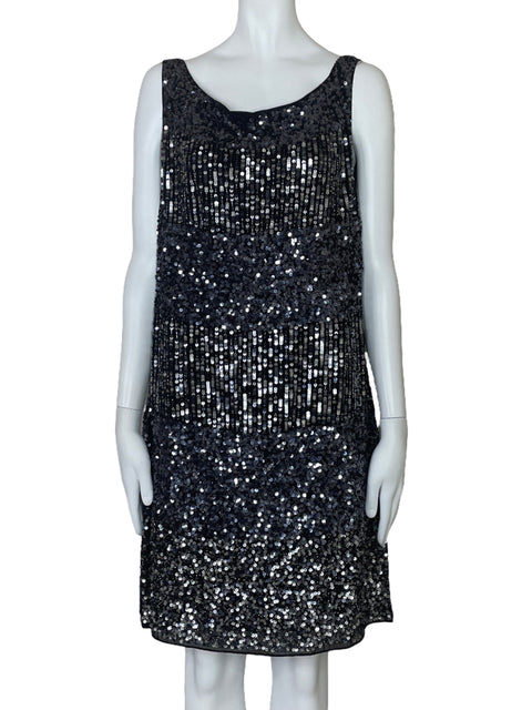 Vestido Aidan Mattox Sin Mangas Lentejuelas Negro-Talla 14