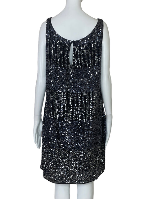 Vestido Aidan Mattox Sin Mangas Lentejuelas Negro-Talla 14