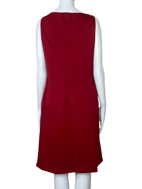 Vestido Valentino Midi Drapeado Rojo-Talla L