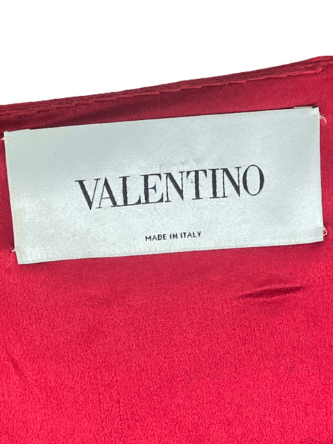 Vestido Valentino Midi Drapeado Rojo-Talla L