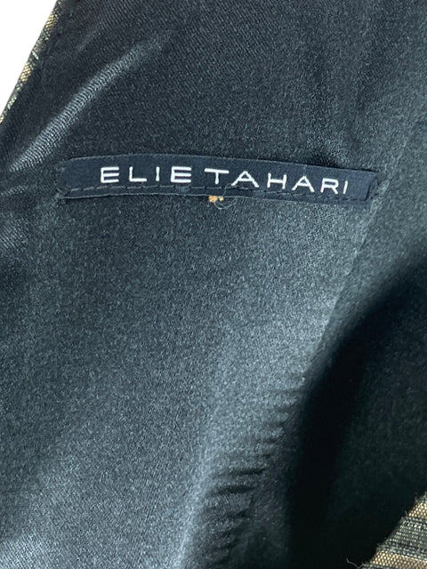 Vestido Elie Tahari Metalizado Rayas Dorado-Talla L