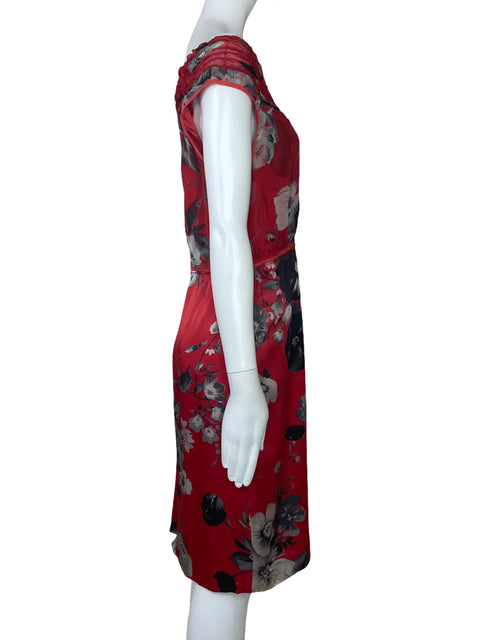 Vestido Elie Tahari Estampado Floral Rojo-Talla L
