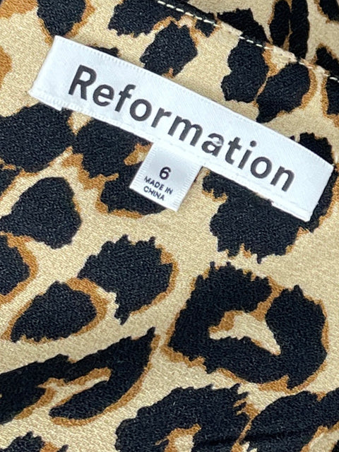 Vestido Reformation Animal Print Beige-Talla 6