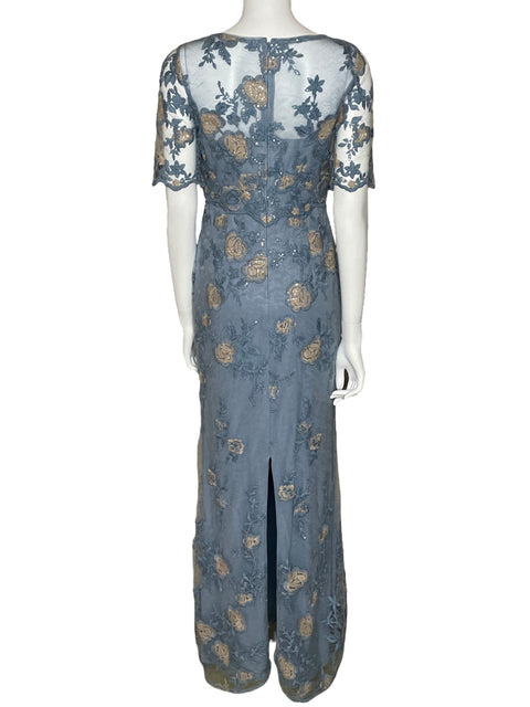 Vestido Adrianna Papell Maxi Lentejuelas Azul-Talla 2