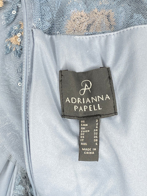 Vestido Adrianna Papell Maxi Lentejuelas Azul-Talla 2