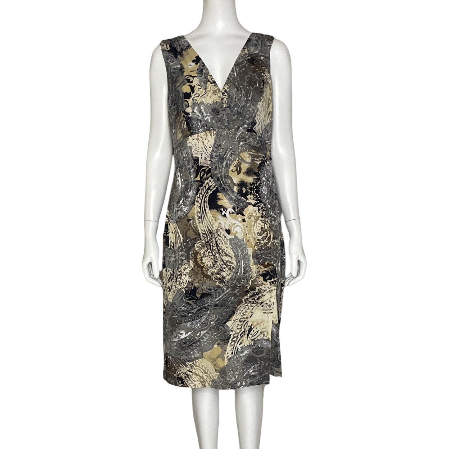 Vestido Connected Estampado Midi Gris-Talla 10
