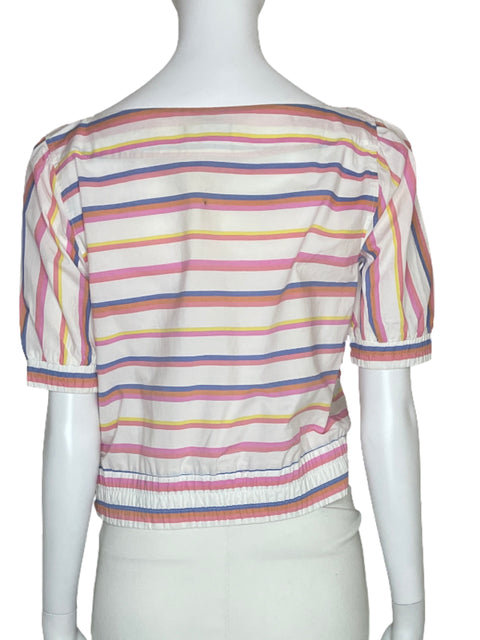 Top J.Crew Rayas Colores Blanco-Talla 2