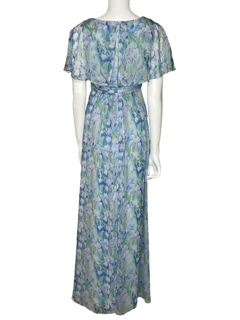 Vestido Adrianna Papell Maxi Vuelos Azul-Talla 0