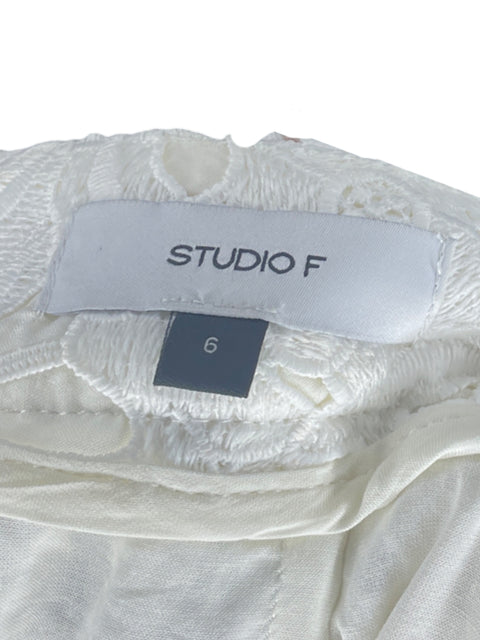 Falda Studio F Encajes Flores Blanco-Talla 6