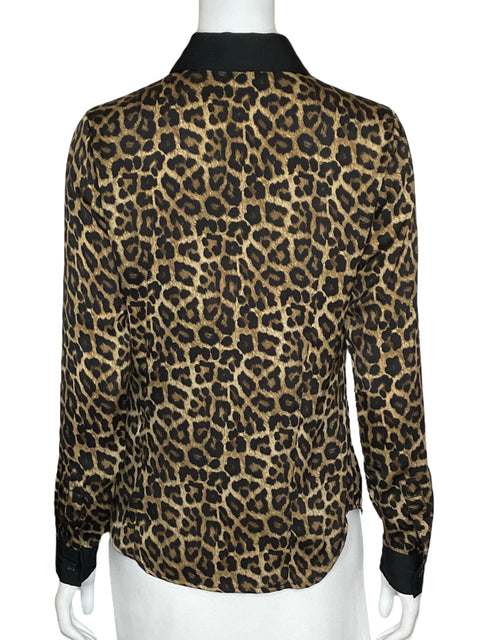 Camisa Michael Kors Animal Print Manga Larga Beige-Talla XS