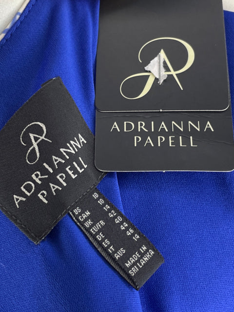 Vestido Adriana Papell Drapeado Flores Azul-Talla 10