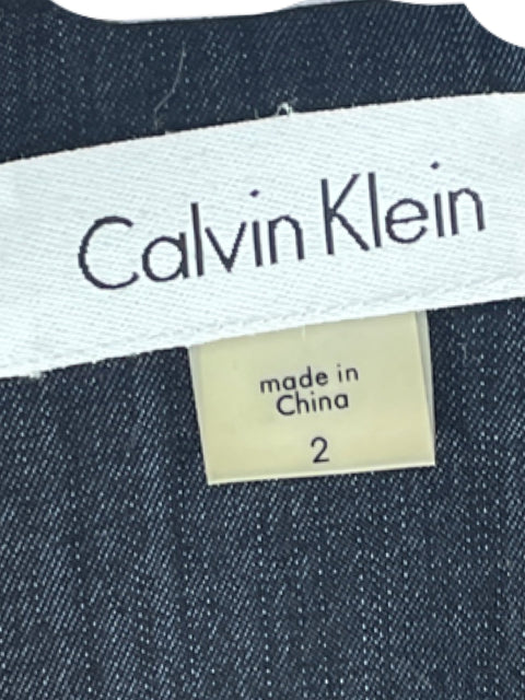 Vestido Calvin Klein Midi Bordado Azul-Talla 2