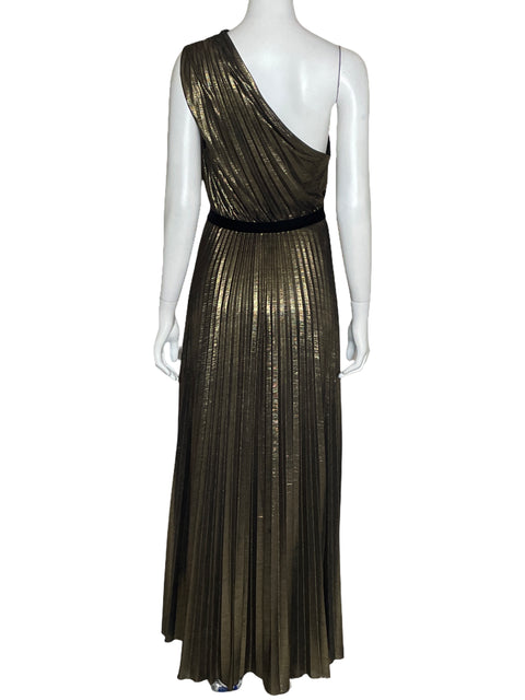 Vestido BCBG Plisado Metálico Dorado-Talla S