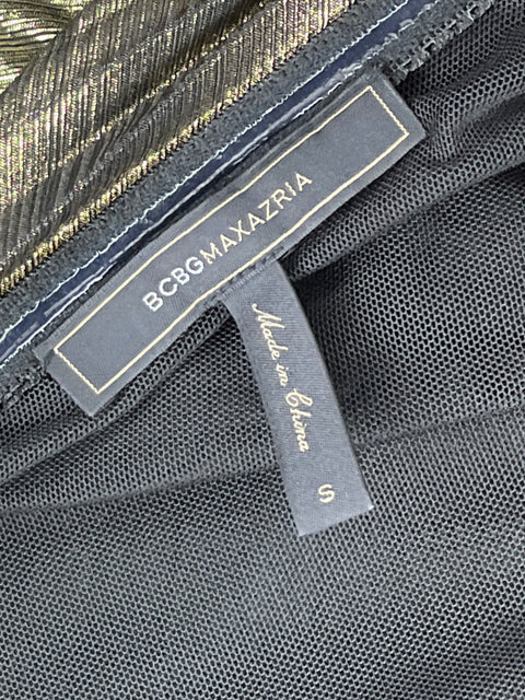 Vestido BCBG Plisado Metálico Dorado-Talla S