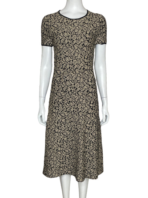Vestido Michael Kors Estampado Manga Corta Negro-Talla XS
