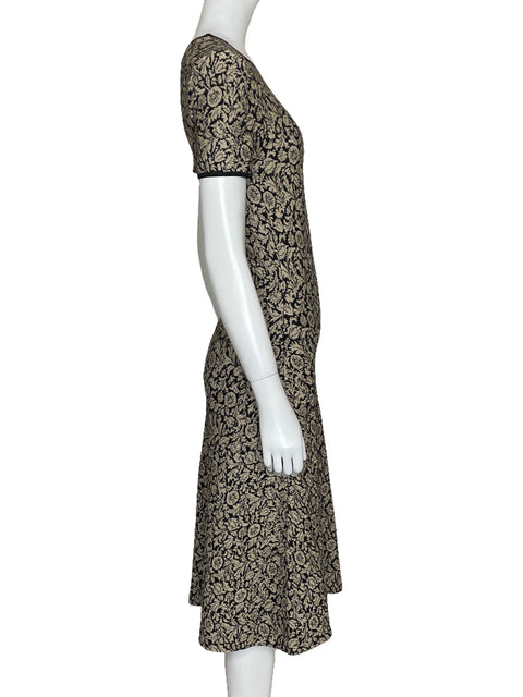 Vestido Michael Kors Estampado Manga Corta Negro-Talla XS