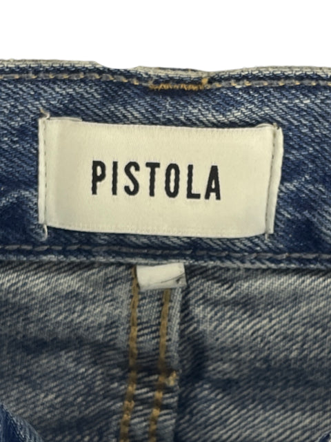 Pantalón Pistola Denim Recto Botones Azul-Talla 30