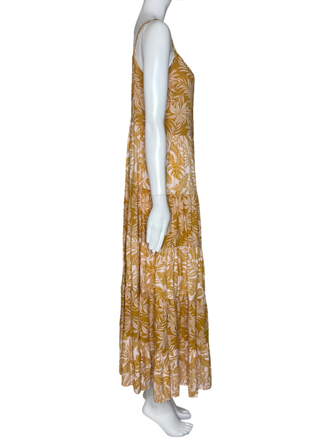 Vestido Jessica Simpson Tiras Hojas Amarillo-Talla M