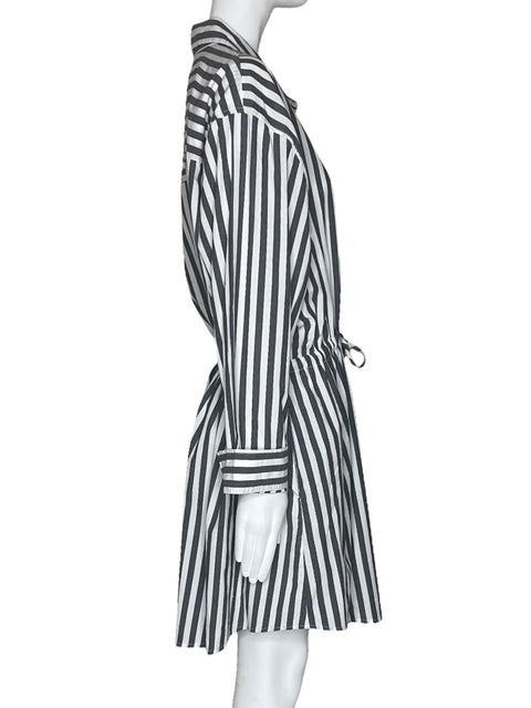 Vestido Pistola Camisero Rayas Blanco-Talla M