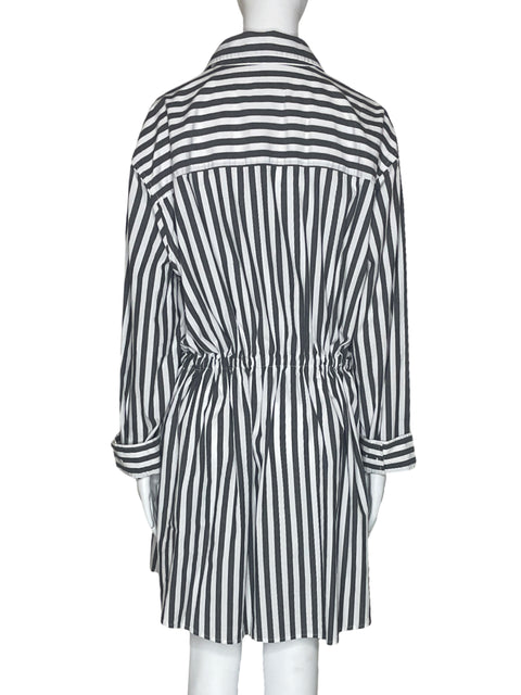 Vestido Pistola Camisero Rayas Blanco-Talla M