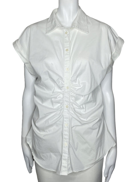 Blusa Ralph Lauren Drapeada Botones Blanco-Talla 10