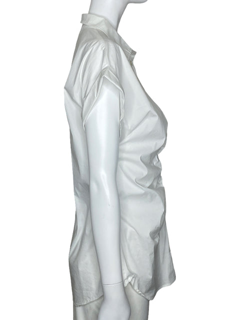 Blusa Ralph Lauren Drapeada Botones Blanco-Talla 10