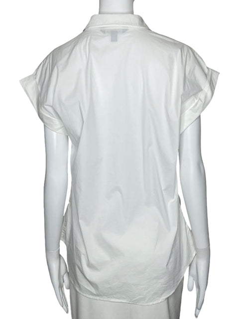 Blusa Ralph Lauren Drapeada Botones Blanco-Talla 10