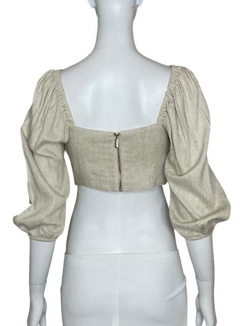 Top Studio F Bordado Beige-Talla XS