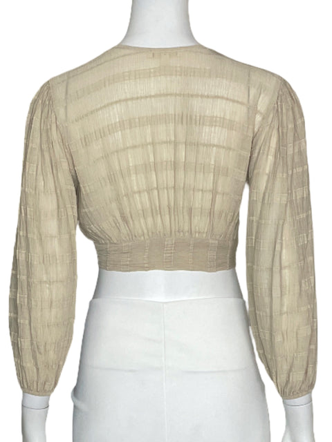 Top Studio F Bordado Cross Beige-Talla XS