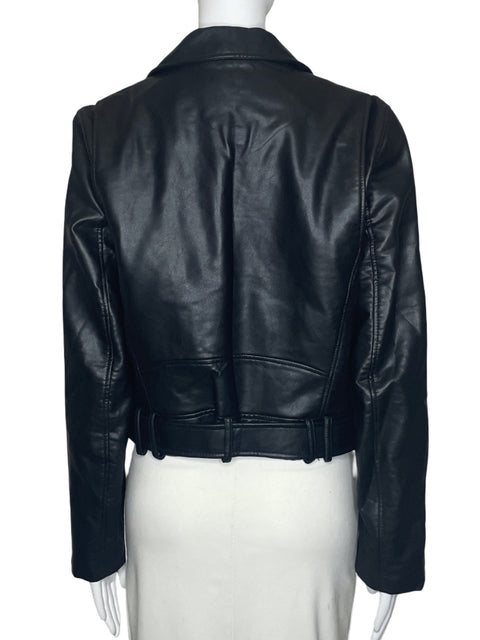 Chaqueta Zara Cremallera Cinturon Negro-Talla XL