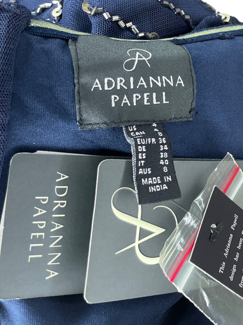 Vestido Adrianna Papell Abalorio Azul-Talla 4